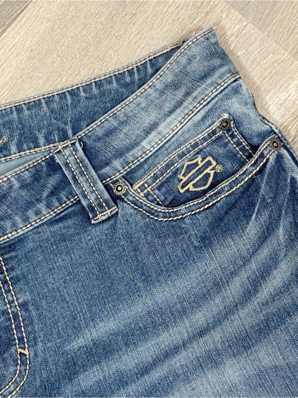 Harley-Davidson Skinny Slim-Fit Low-Rise Jeans Indigo Women Size 18 99130-17VW - Picture 5 of 12